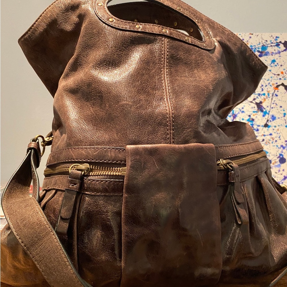 Genuine brown Banana Republic leather bag. Cross body, top handle, or shoulder